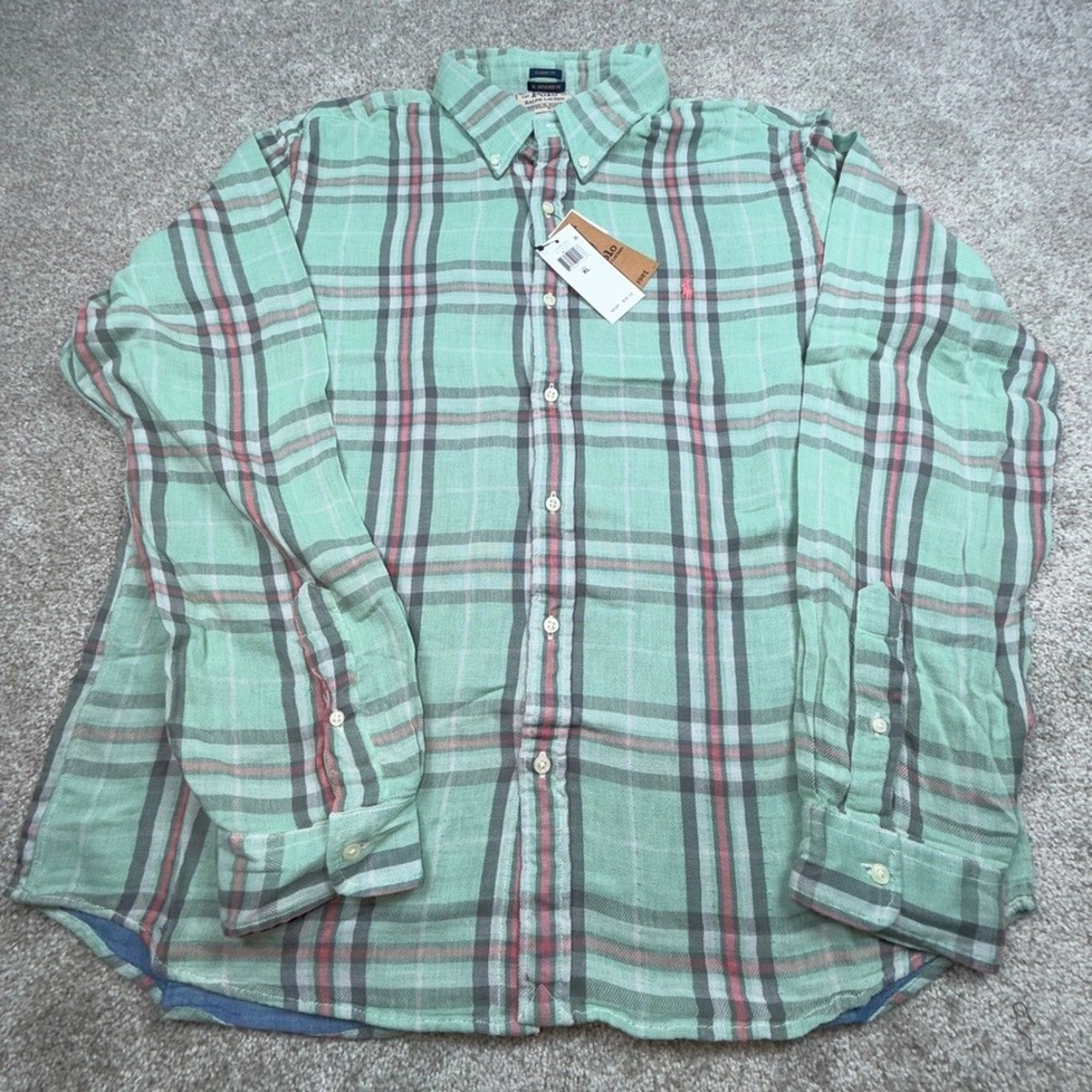 Polo Ralph Lauren Authentic Denim Goods Mens Shirt Classic Fit Plaid Shirt - Picture 1 of 10